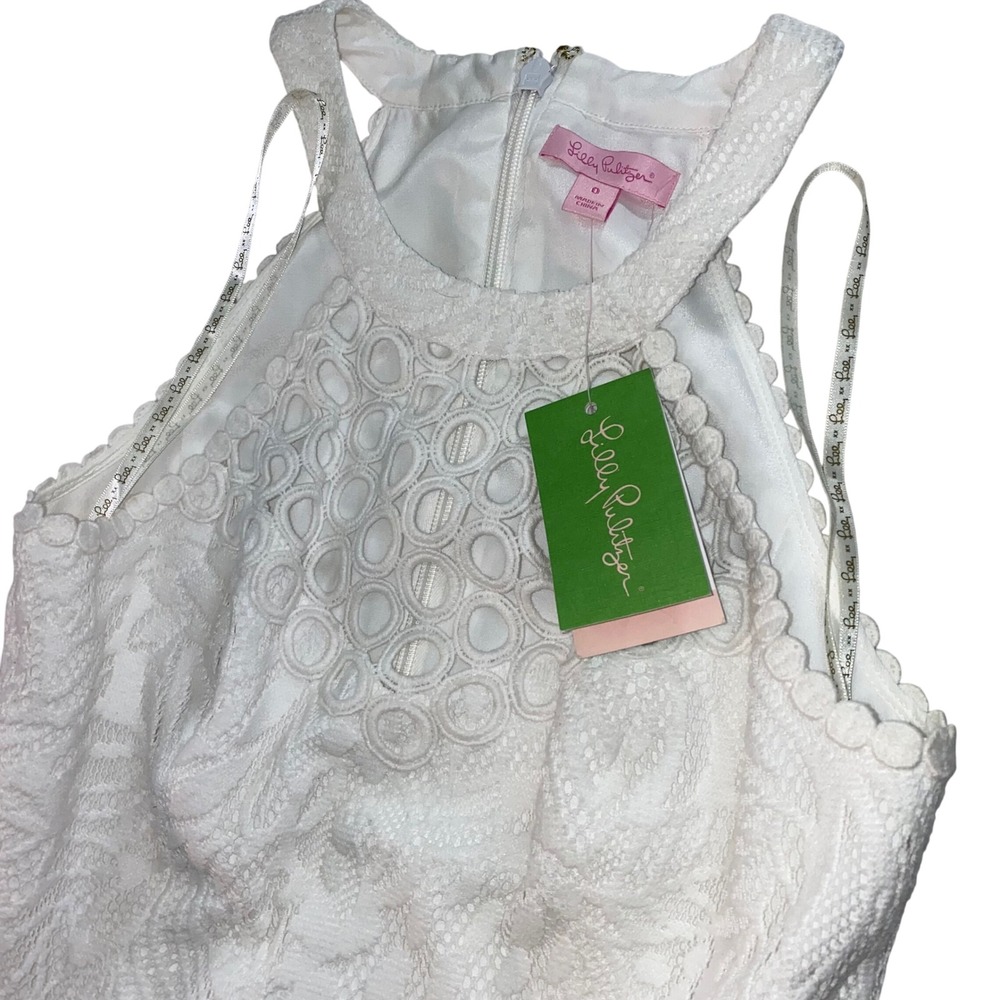 Lilly Pulitzer Kinley Dress White Tropical Fruit Lace Size 0 Wedding Resortwear